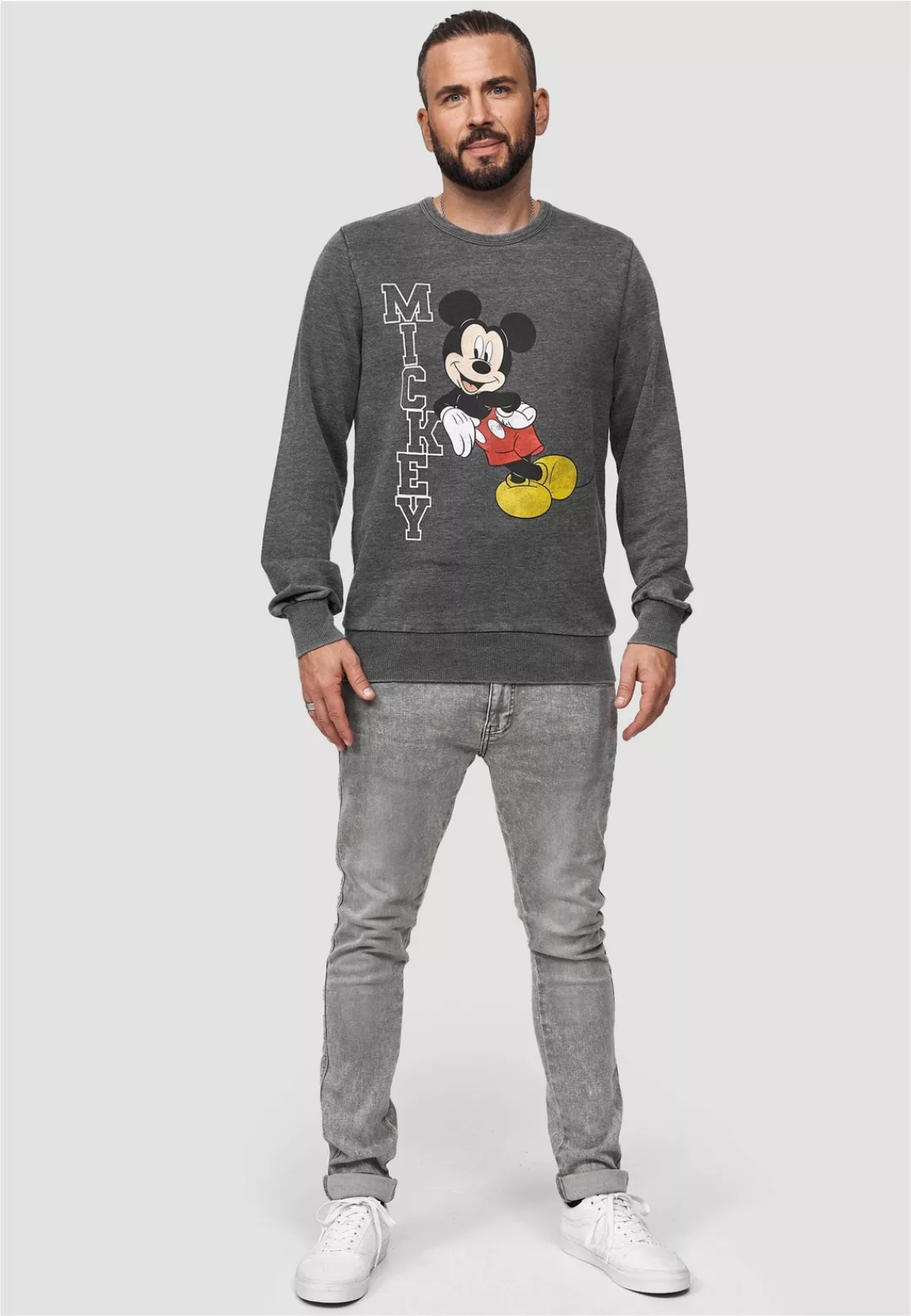 Recovered Sweatshirt "Disney Mickey Leaning", mit niedlichem Frontprint günstig online kaufen