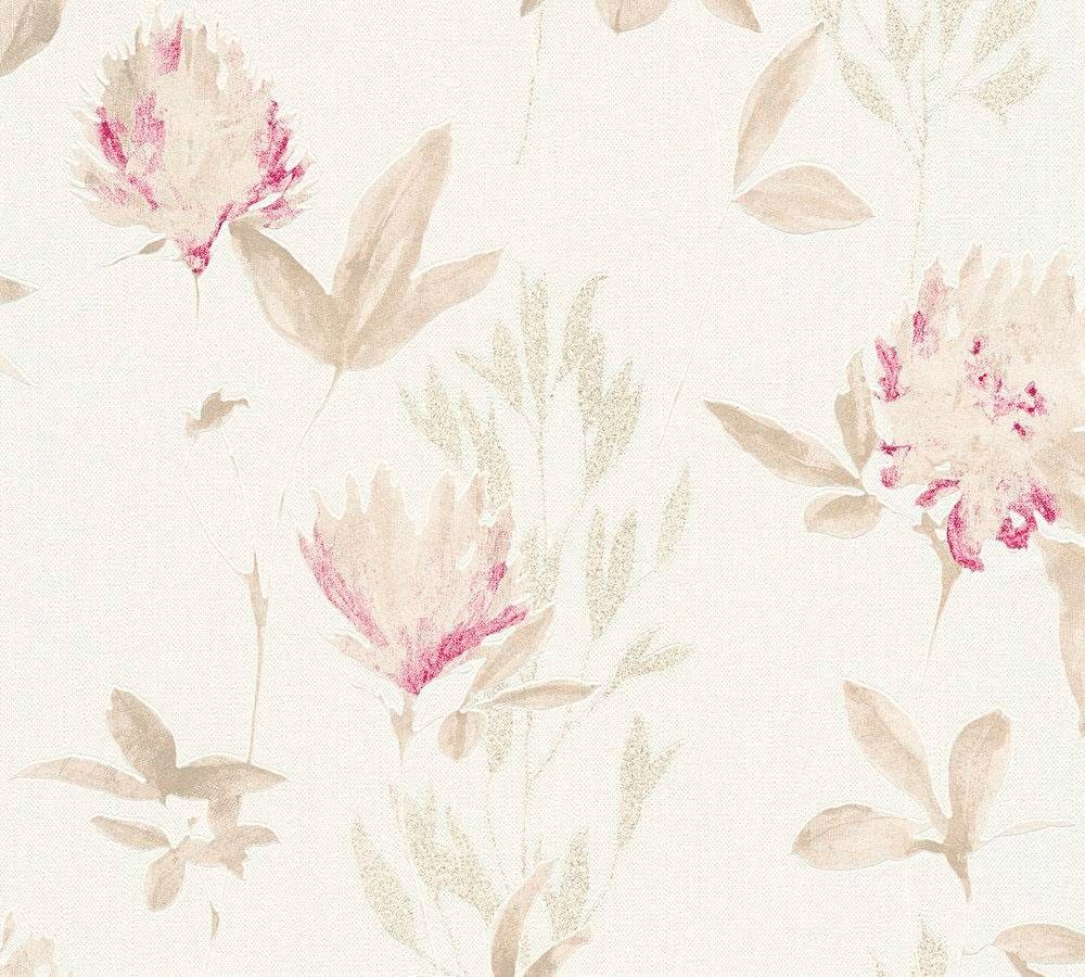 Vliestapete Blumen beige rot B/L: ca. 53x1005 cm günstig online kaufen