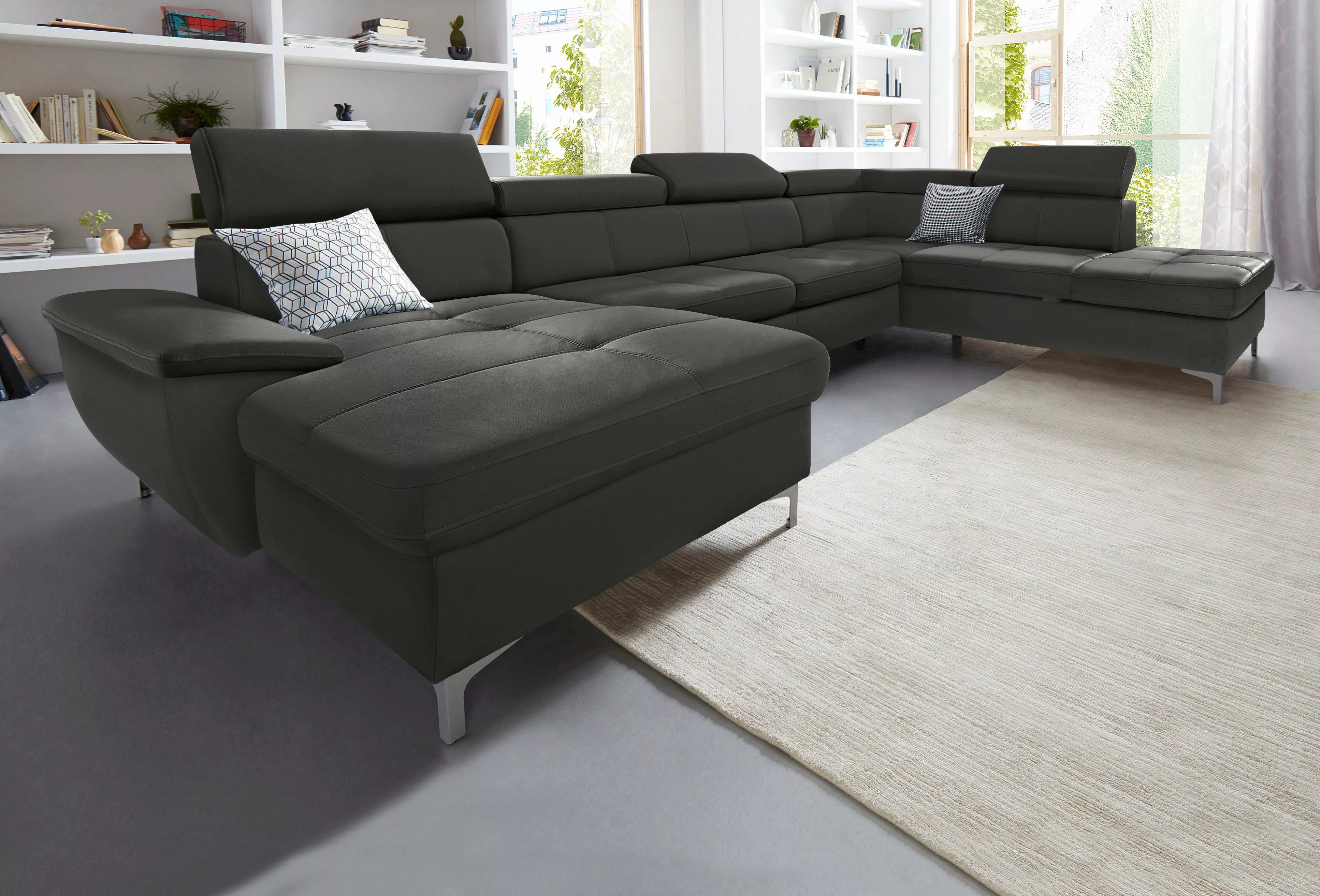 exxpo - sofa fashion Wohnlandschaft "Azzano, U-Form", wahlweise mit Bettfun günstig online kaufen