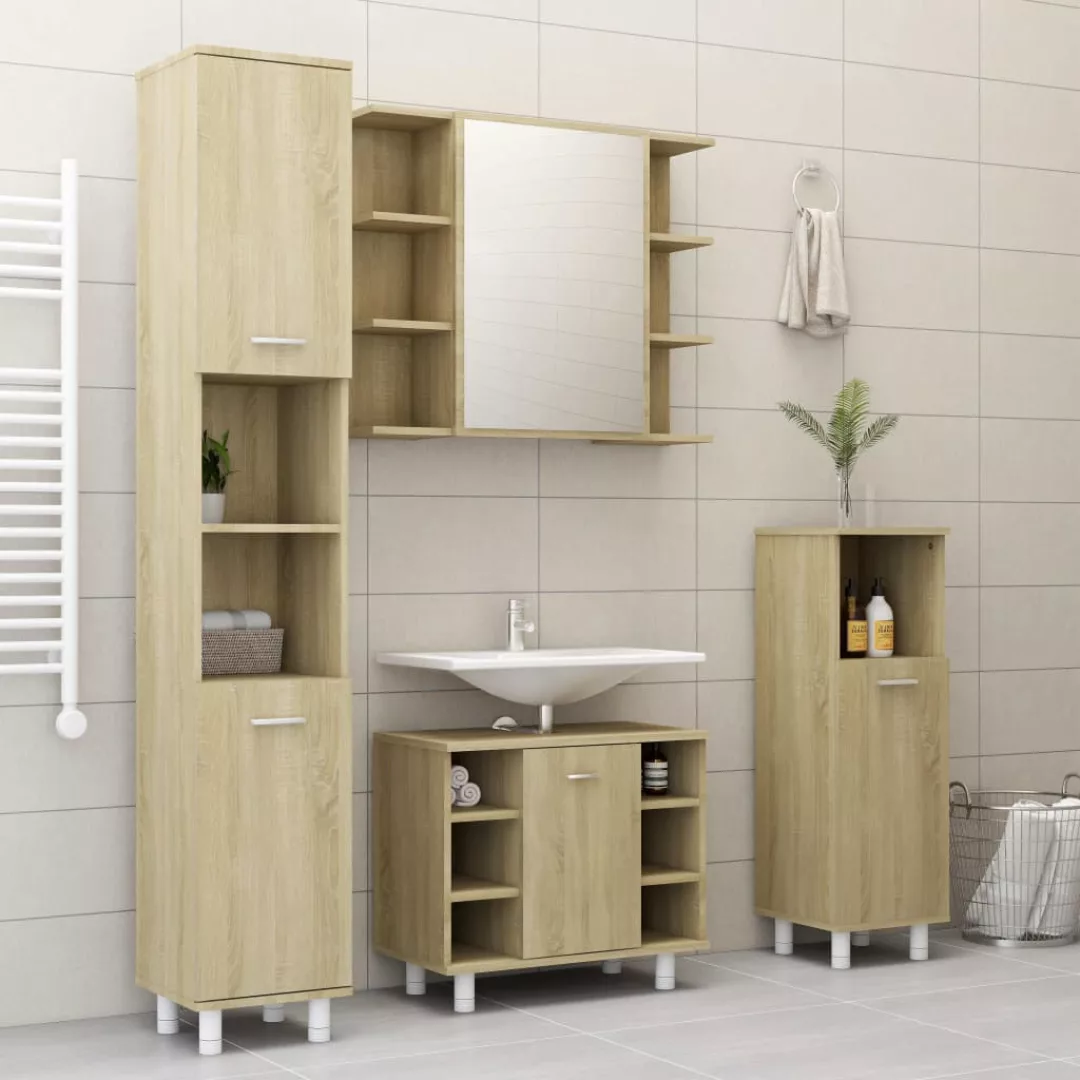 Badezimmerschrank Sonoma-eiche 30x30x179 Cm Spanplatte günstig online kaufen