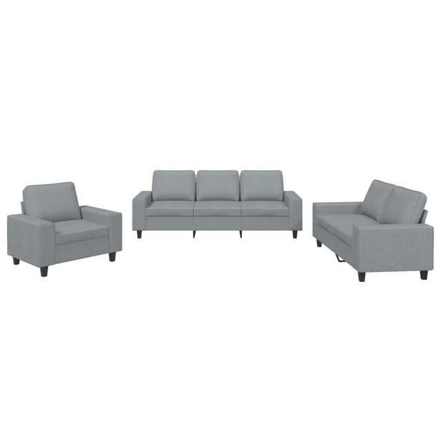 vidaXL Sofa Sofagarnitur Set mit Kissen Stoff, 3-tlg., Hellgrau günstig online kaufen