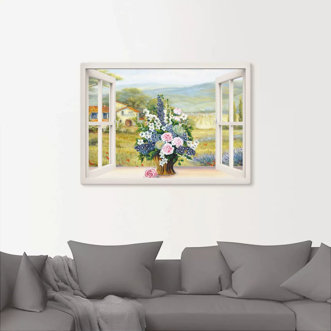 Artland Leinwandbild "Blumenbouquet am weißen Fenster", Arrangements, (1 St günstig online kaufen