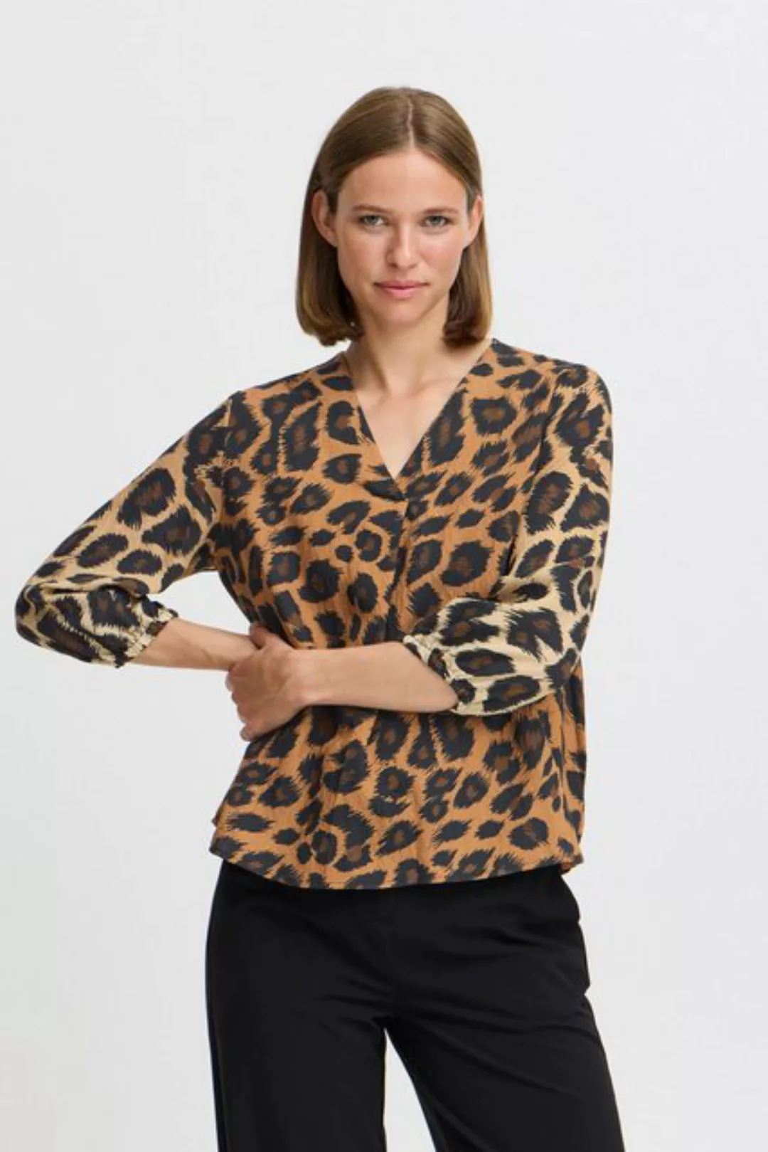 b.young Kurzarmbluse BYHinva LEOPARD BLOUSE moderne Damen Bluse im Leo-Styl günstig online kaufen