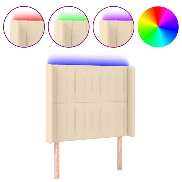 vidaXL Bett, LED Kopfteil Creme 83x16x118/128 cm Stoff günstig online kaufen