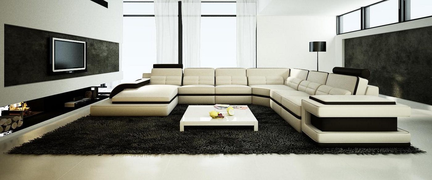 Xlmoebel Ecksofa Designer Ledersofa mit USB-Anschluss - Ecksofa Wohnlandsch günstig online kaufen