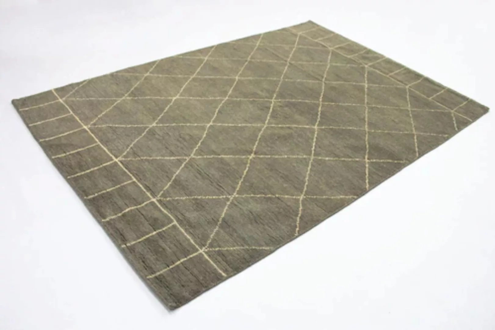morgenland Wollteppich »Designer Teppich handgeknüpft grün«, rechteckig, ha günstig online kaufen