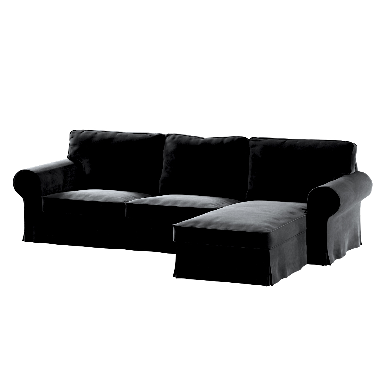Bezug für Ektorp 2-Sitzer Sofa mit Recamiere, schwarz, Ektorp 2-Sitzer Sofa günstig online kaufen