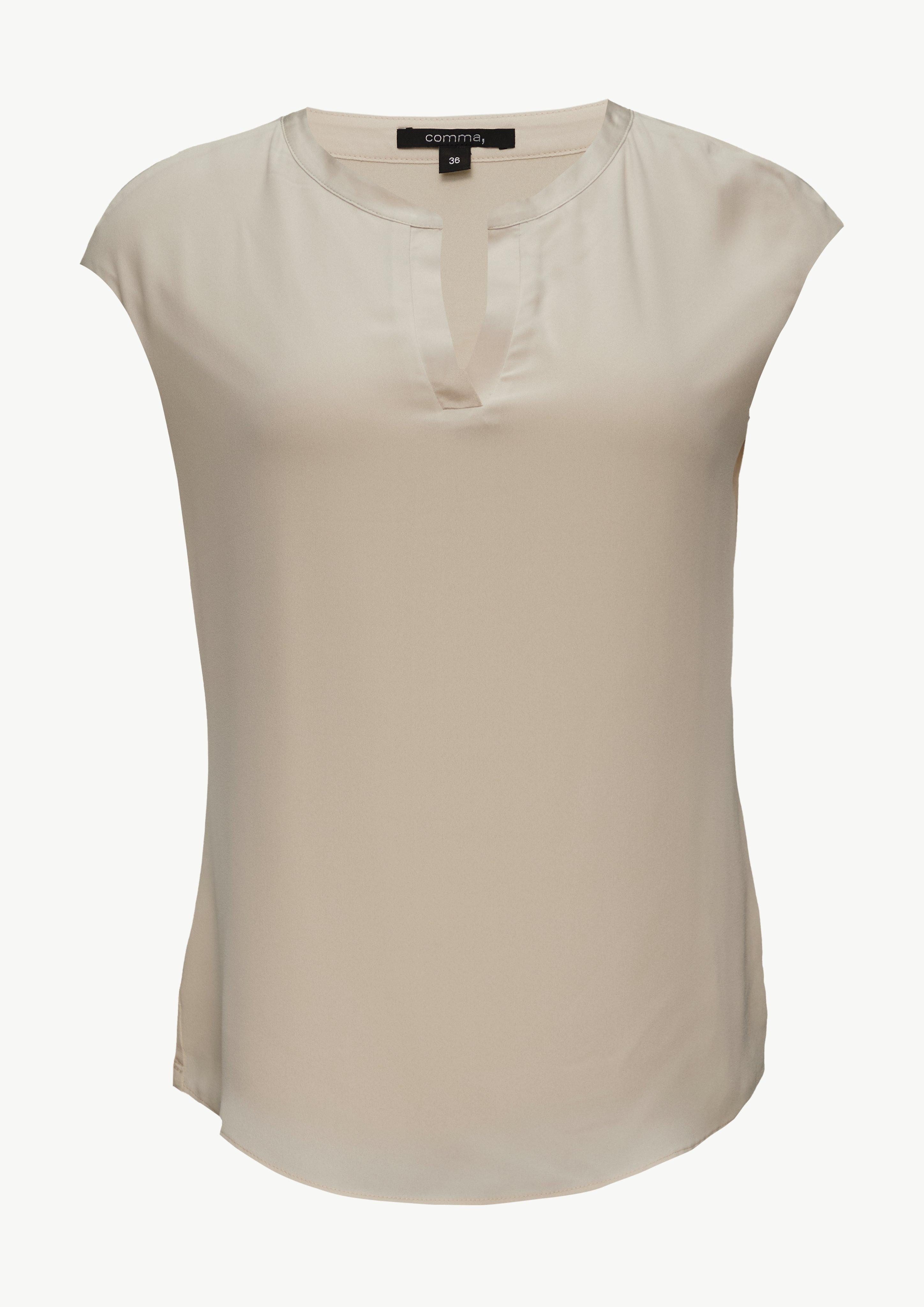 Comma Blusenshirt, mit geschlitztem Rundhals, Satin-Optik günstig online kaufen