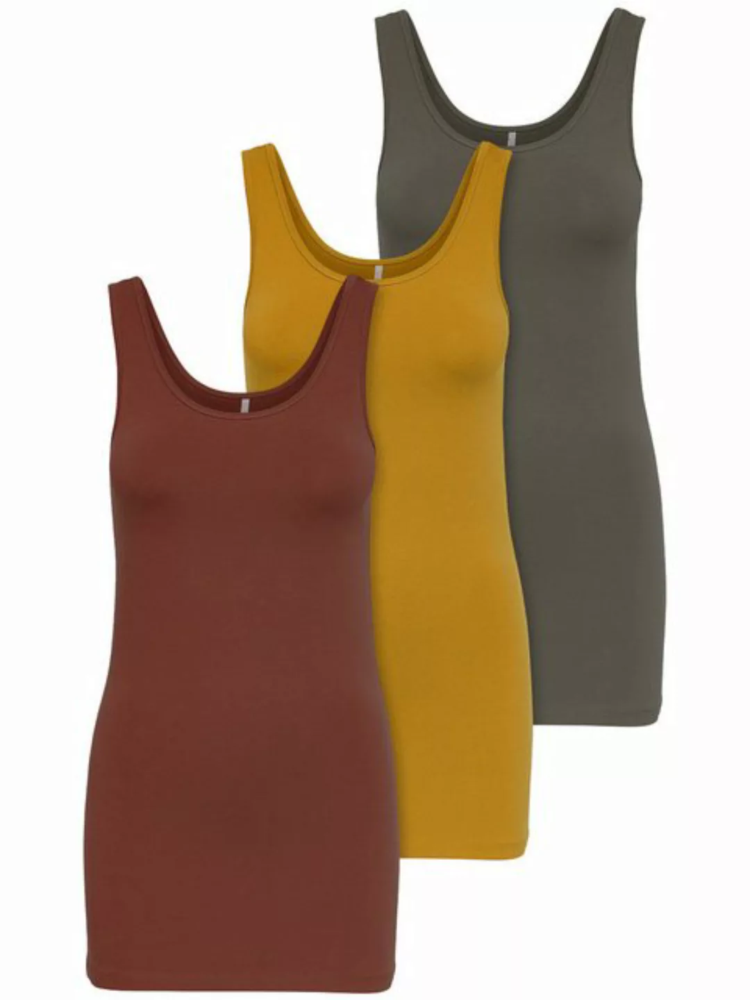 ONLY Tanktop Live Love (3-tlg) Lange Tops, elastische Baumwollqualität günstig online kaufen