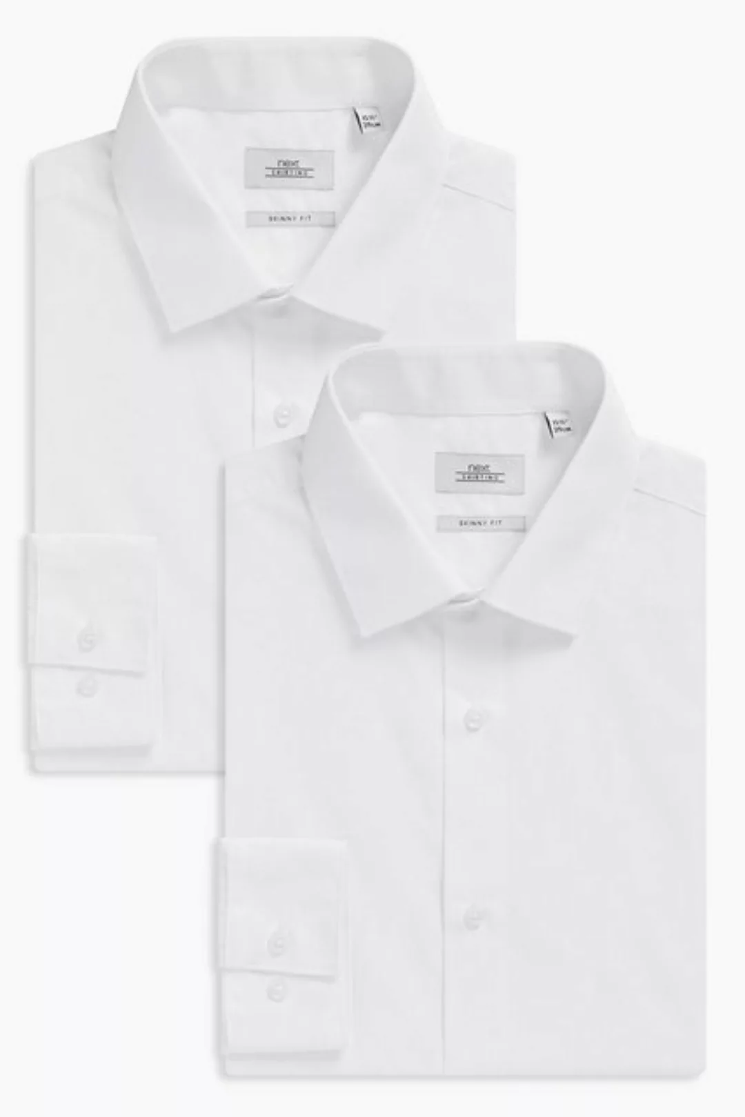 Next Langarmhemd Hemden, 2er-Pack – Skinny Fit, einfache Manschette (2-tlg) günstig online kaufen