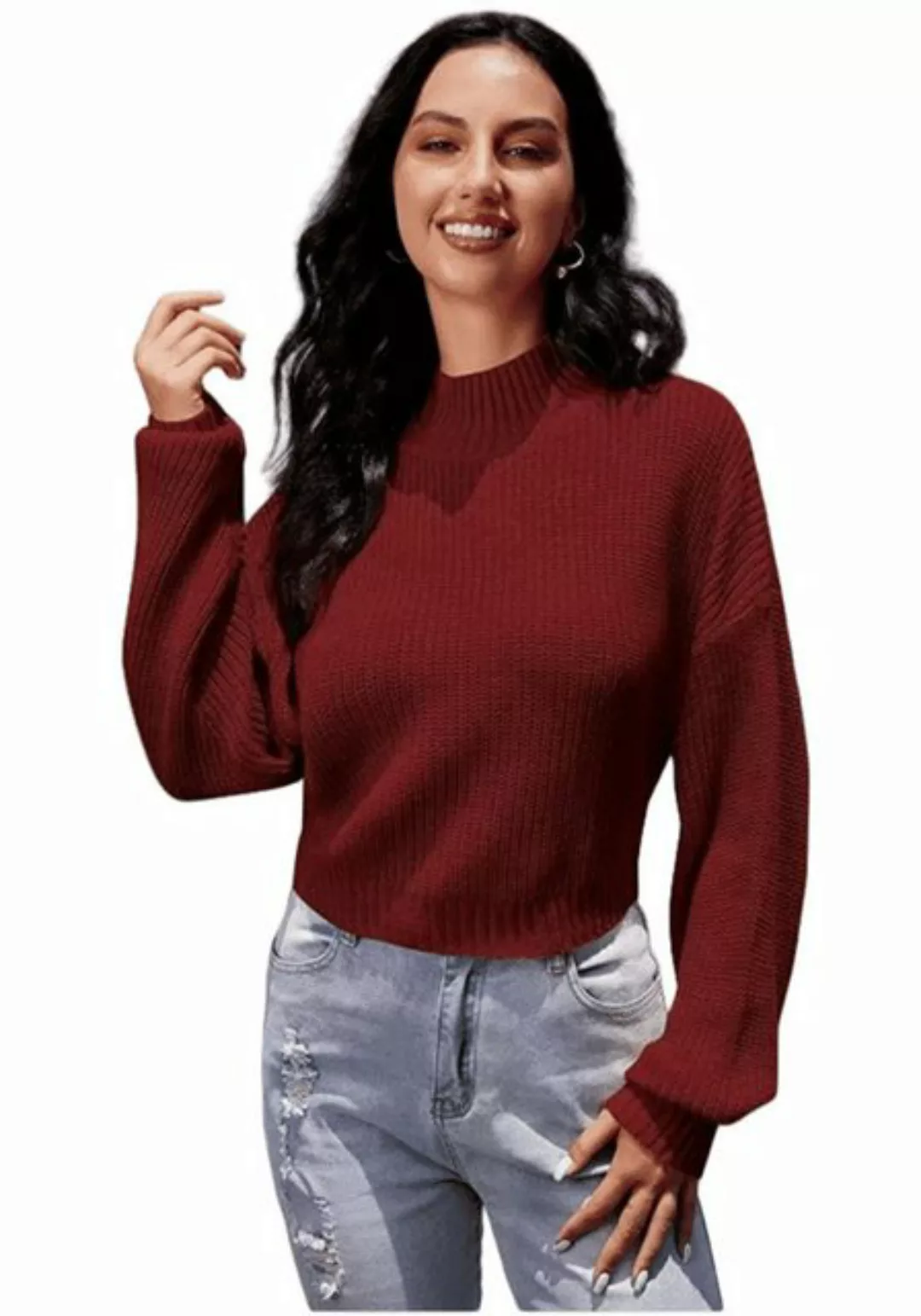 Nebelmeer Strickpullover Rundhalsausschnitt Pullover All-Match Modischer St günstig online kaufen