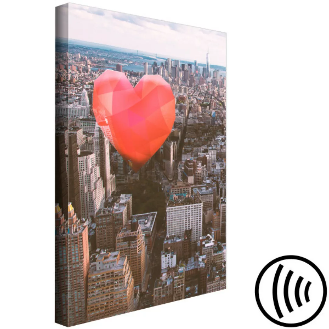 Leinwandbild Im Rhythmus der Stadt - rotes Herz auf dem Hintergrund einer S günstig online kaufen