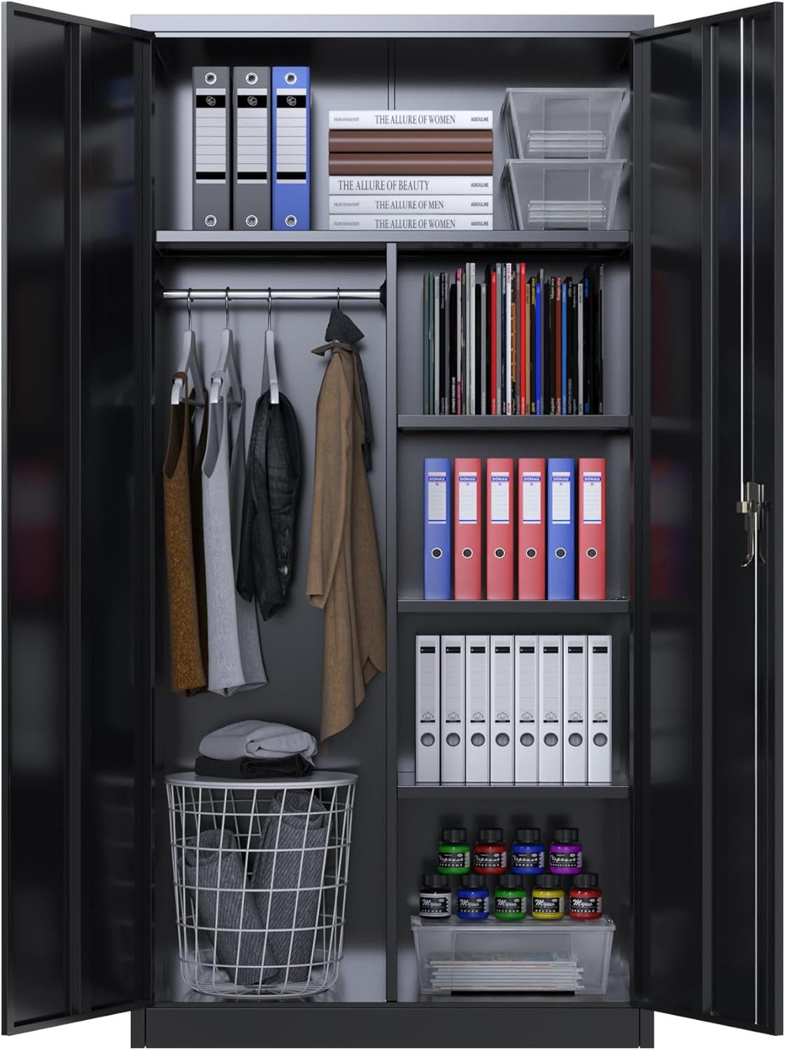 AOBABO Aktenschrank Mehrzweckschrank, Garderobenschrank mit Kleiderstange günstig online kaufen