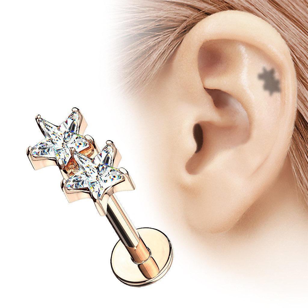 Taffstyle Piercing-Set Tragus Labret Kristall Doppel günstig online kaufen