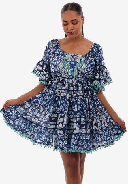 YC Fashion & Style Minikleid Damen Boho Tunika-Kleid aus Baumwolle mit Carm günstig online kaufen
