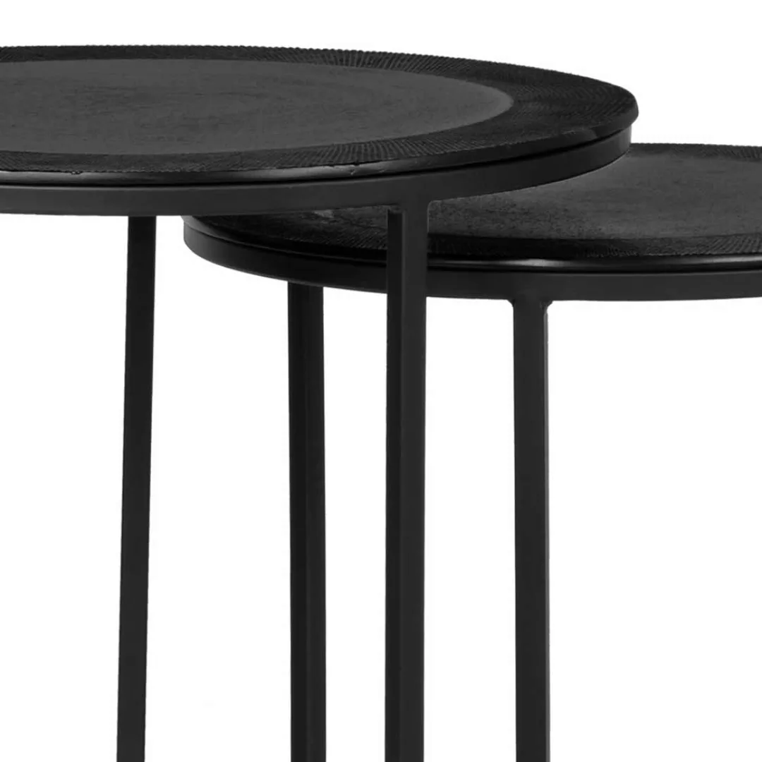 Beistelltische Metall in Schwarz runder Tischplatte (zweiteilig) günstig online kaufen