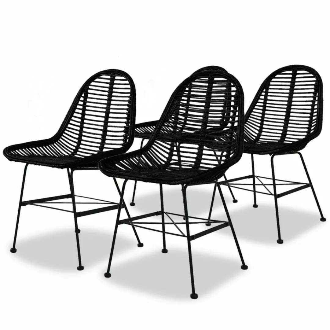 Esszimmerstühle 4 Stk. Natur Rattan Schwarz günstig online kaufen