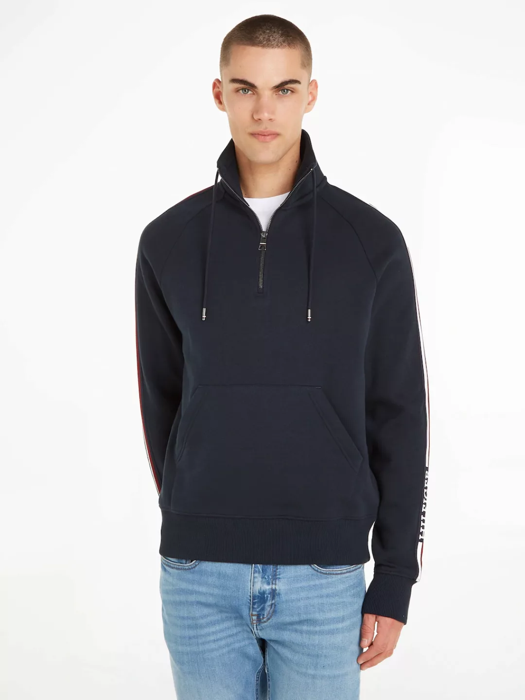 Tommy Hilfiger Sweatshirt GLOBAL STRIPE 1/4 ZIP mit Reißverschluss günstig online kaufen