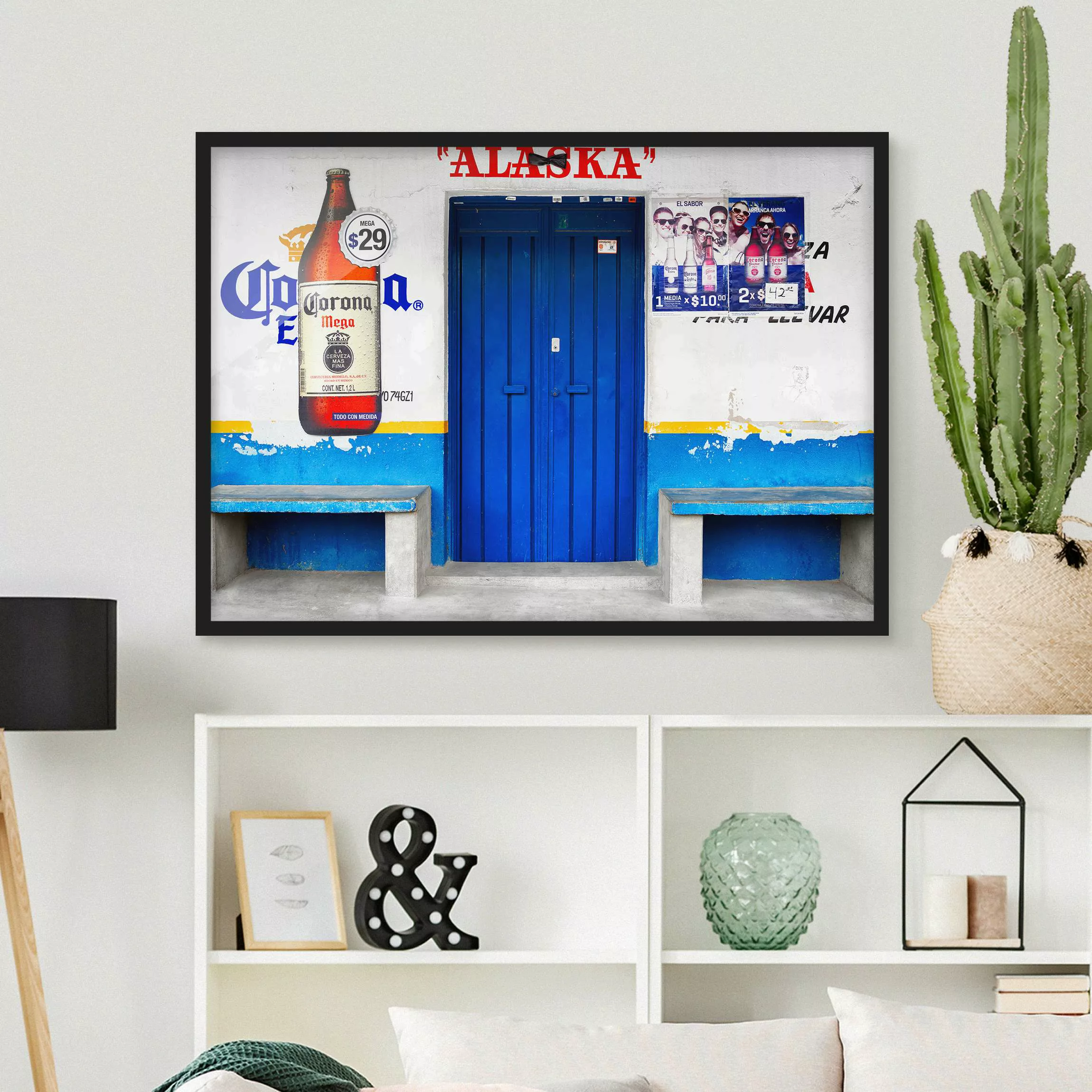 Bild mit Rahmen Architektur & Skyline - Querformat ALASKA Blue Bar günstig online kaufen