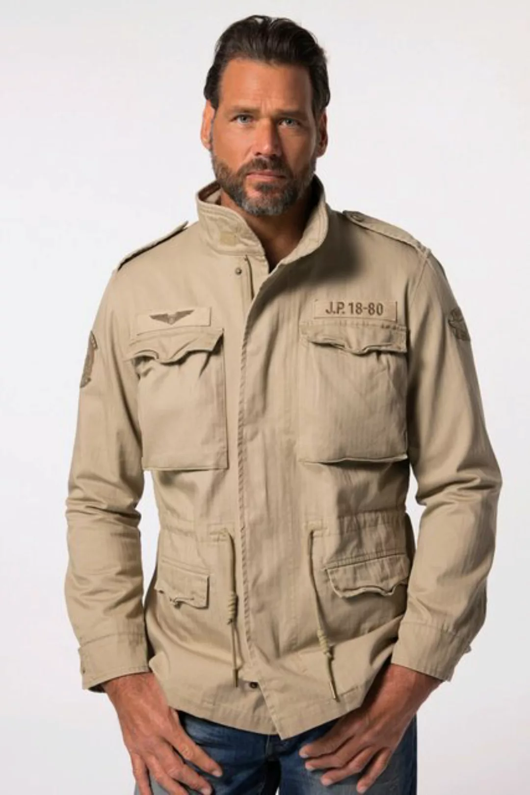 JP1880 Funktionsjacke Fieldjacket Baumwolljacke Badges Vintage Look günstig online kaufen