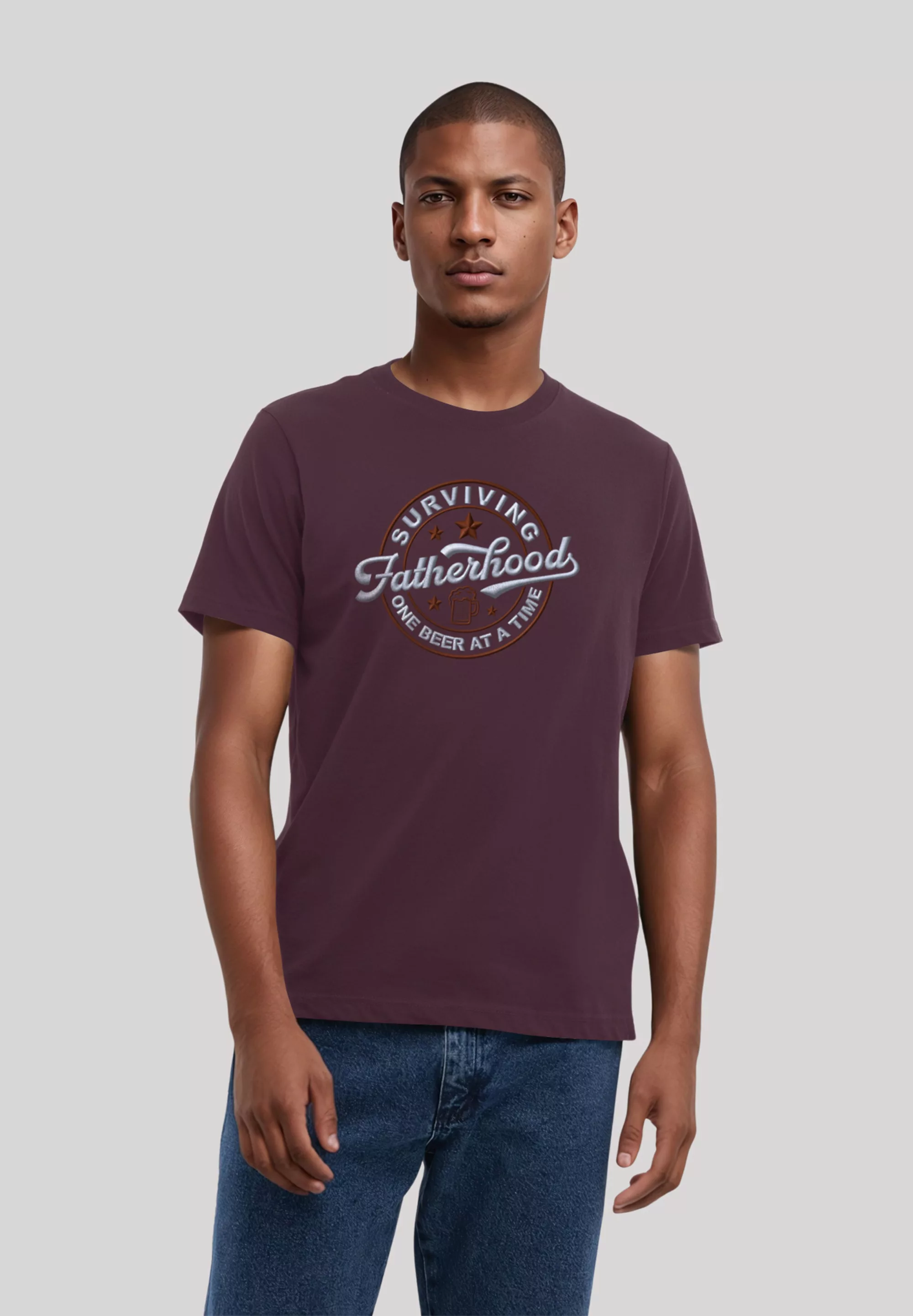 F4NT4STIC T-Shirt "Vatertag Surviving Fatherhood Bestickt", Premium Qualitä günstig online kaufen