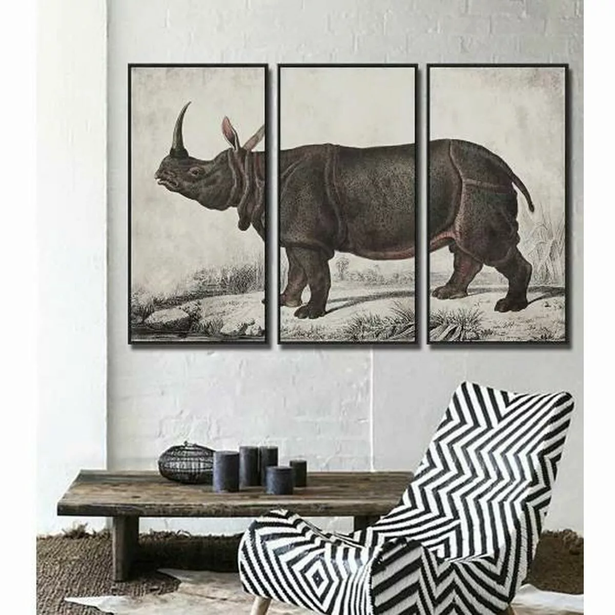 Bild Dkd Home Decor Kolonial Nashorn (180 X 4 X 120 Cm) günstig online kaufen