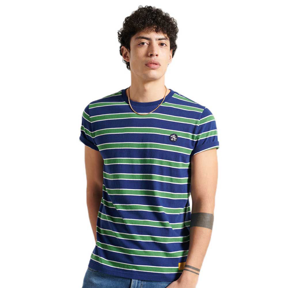 Superdry Collegiate Applique Stripe Kurzärmeliges T-shirt S Neptune Blue St günstig online kaufen