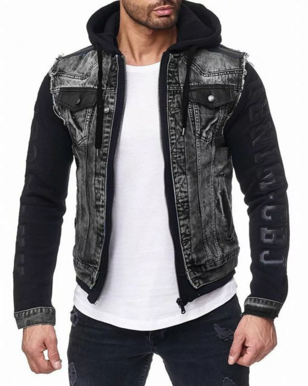 Cipo & Baxx Jeansjacke Kapuzen Sweatjacke CJ155 Schwarz M Im Westen Look mi günstig online kaufen