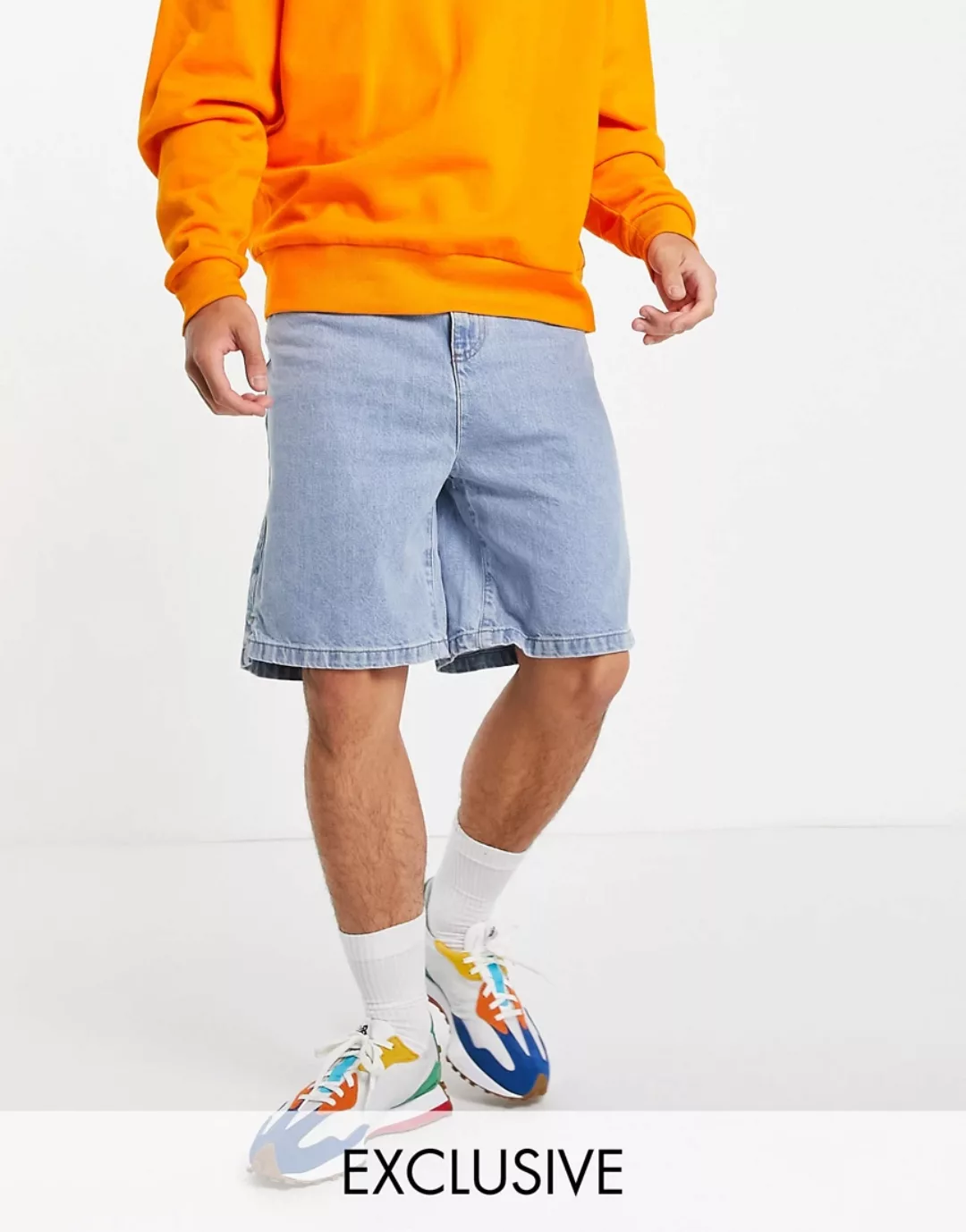 COLLUSION ‑ Extrem weite Shorts in Blau im 90er-Stil günstig online kaufen