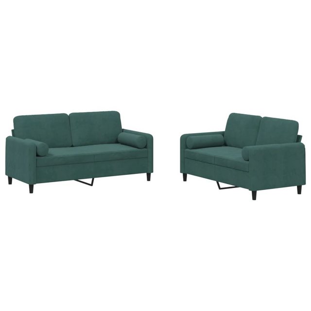 vidaXL Sofa Sofagarnitur Set mit Kissen Samt, 2-tlg., Grün günstig online kaufen