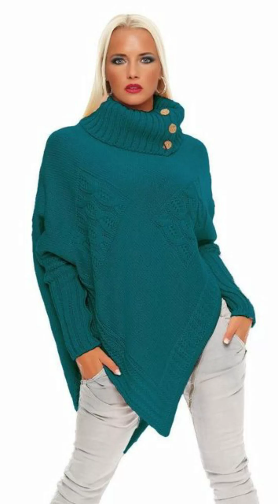 Mississhop Strickponcho Poncho Strick Sweatshirt Pullover Umhang Überwurf M günstig online kaufen