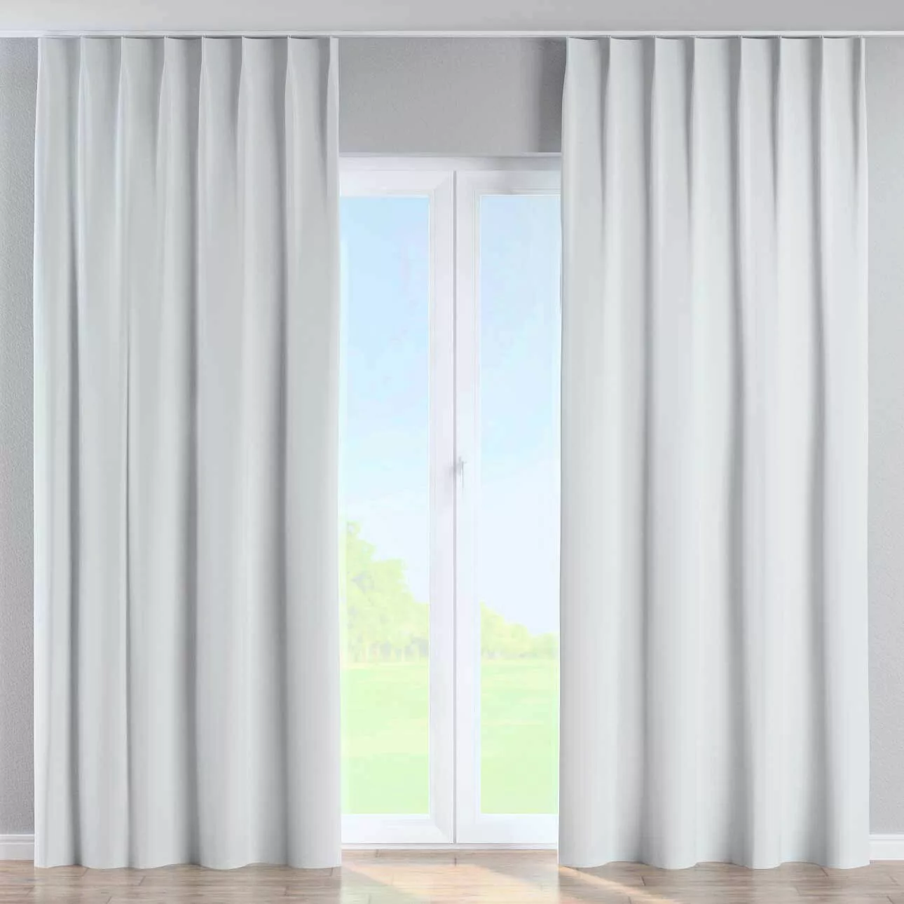 Vorhang mit flämischen 1-er Falten, weiß-grau, Blackout 300 cm (269-05) günstig online kaufen