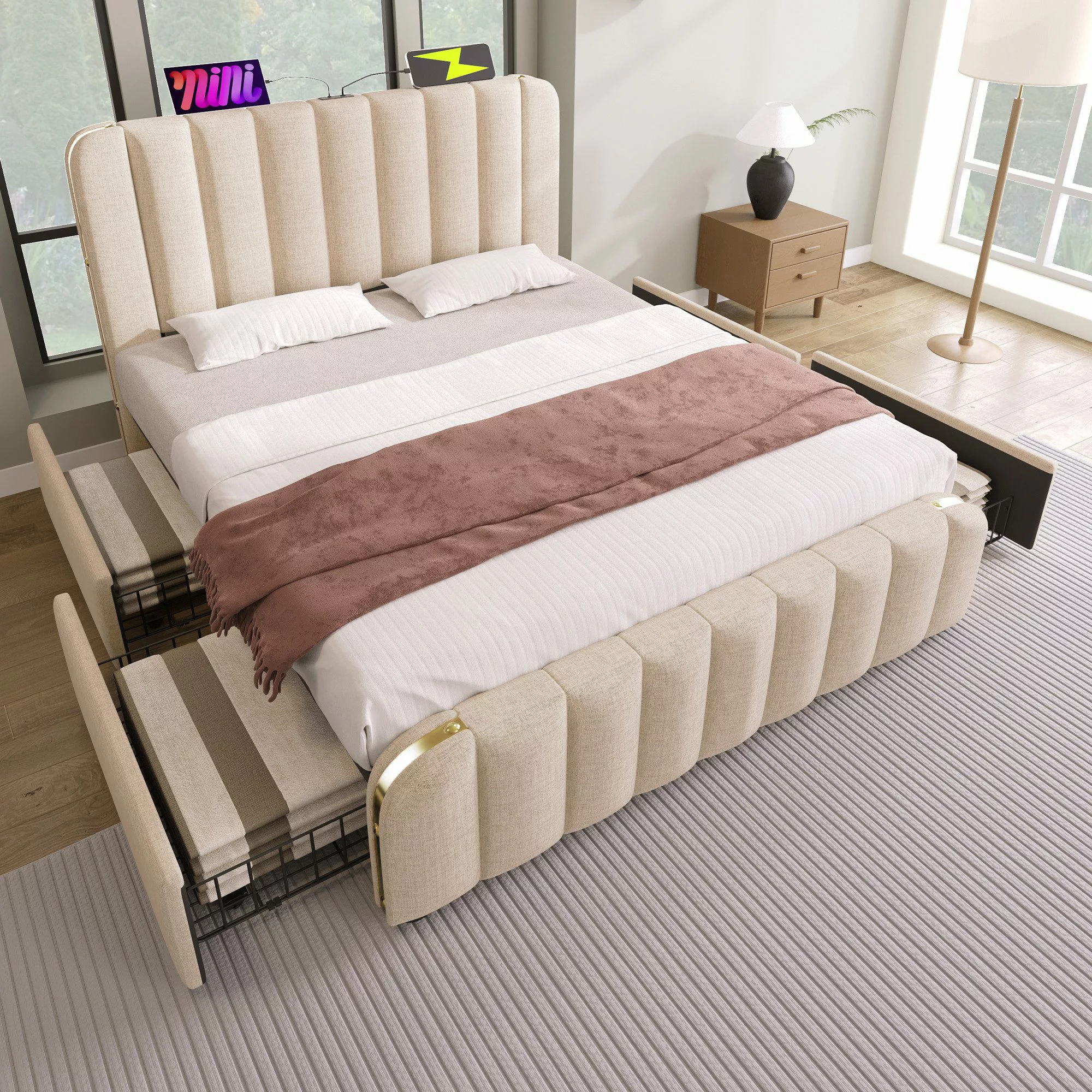 HAUSS SPOLE Polsterbett 140X200 mit 4 günstig online kaufen