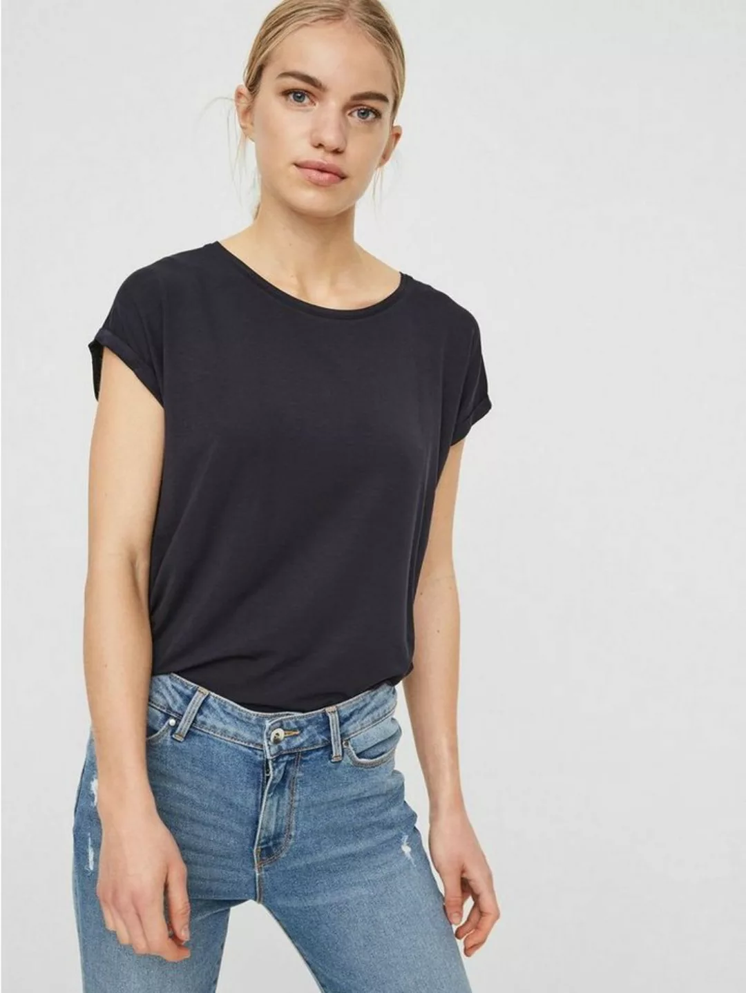 Vero Moda T-Shirt Einfarbiges Rundhals Basic T-Shirt VMAVA (1-tlg) 4078 in günstig online kaufen