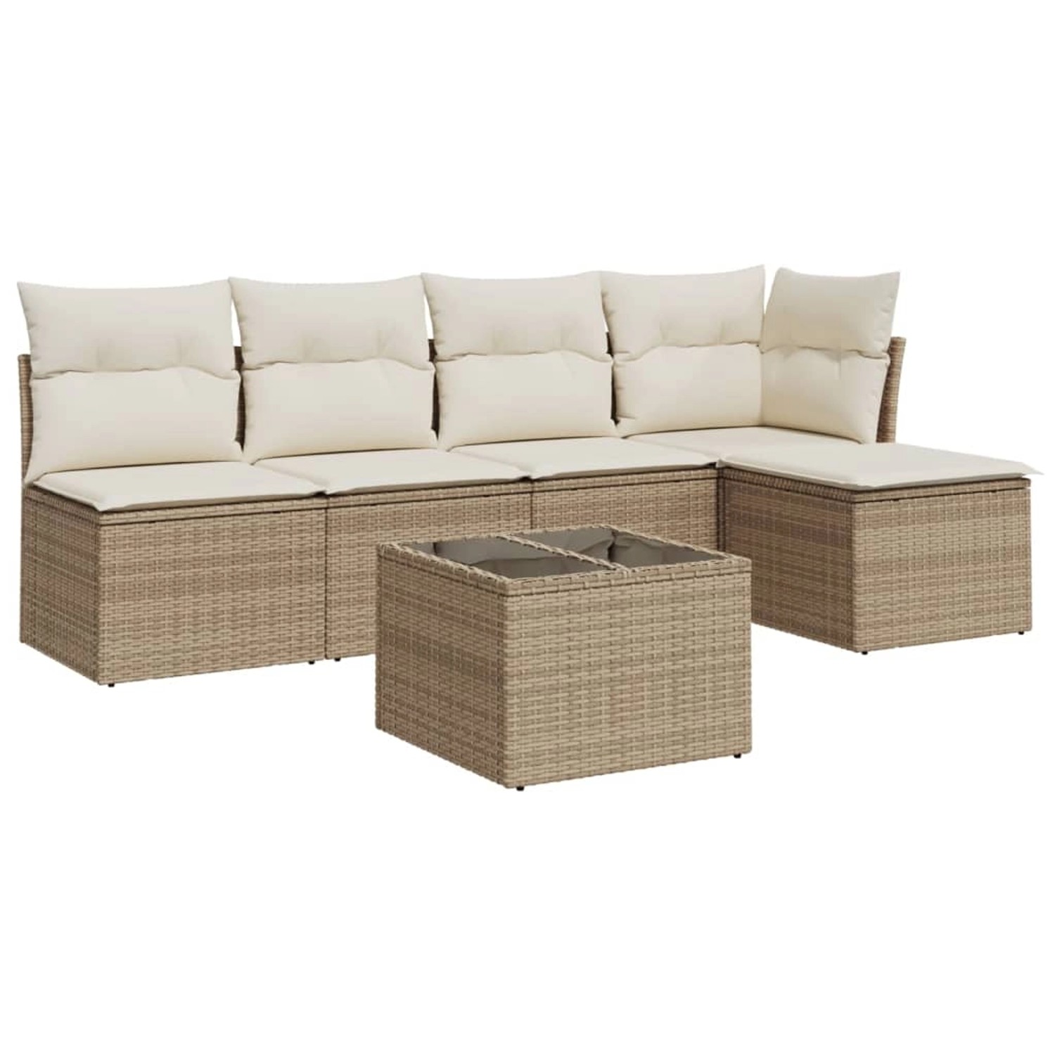 vidaXL 6-Tlg Garten-Sofagarnitur mit Kissen Beige Poly Rattan 3249367 günstig online kaufen