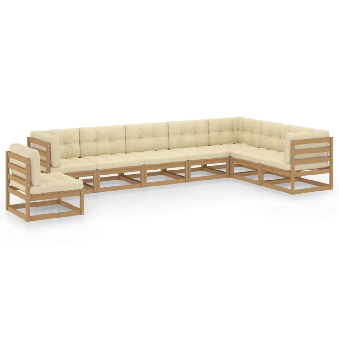 8-tlg. Garten-lounge-set Kissen Honigbraun Kiefer Massivholz günstig online kaufen