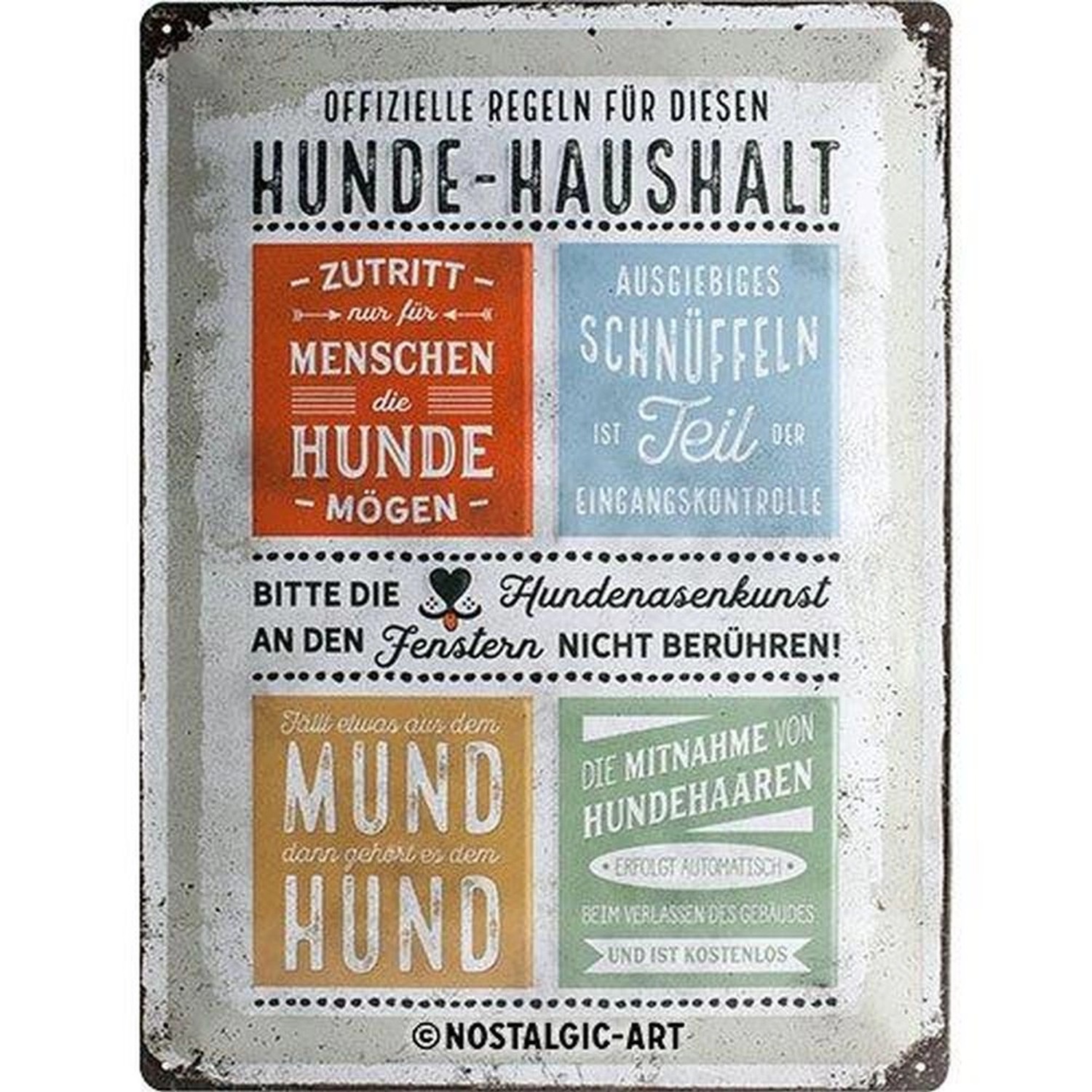 Nostalgic-Art Blechschild 30 x 40 cm - PfotenSchild - Hunde-Haushalt Regeln günstig online kaufen