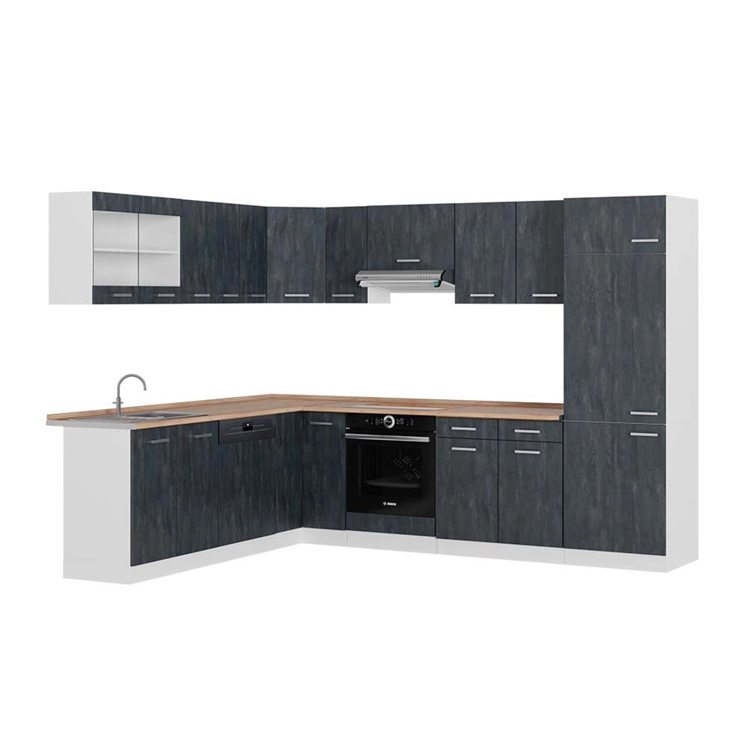 Vicco Unterschrank R-Line, Schwarz Beton/Weiß, 60 günstig online kaufen