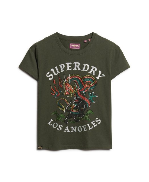 Superdry T-Shirt TATTOO RHINESTONE TEE Army Khaki günstig online kaufen