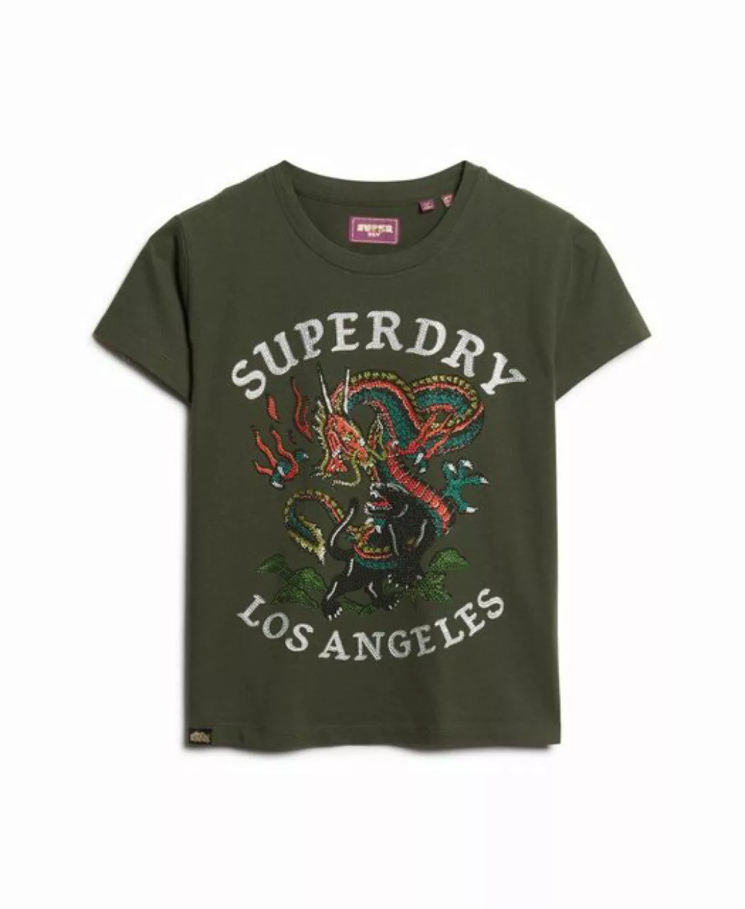 Superdry T-Shirt TATTOO RHINESTONE TEE Army Khaki günstig online kaufen