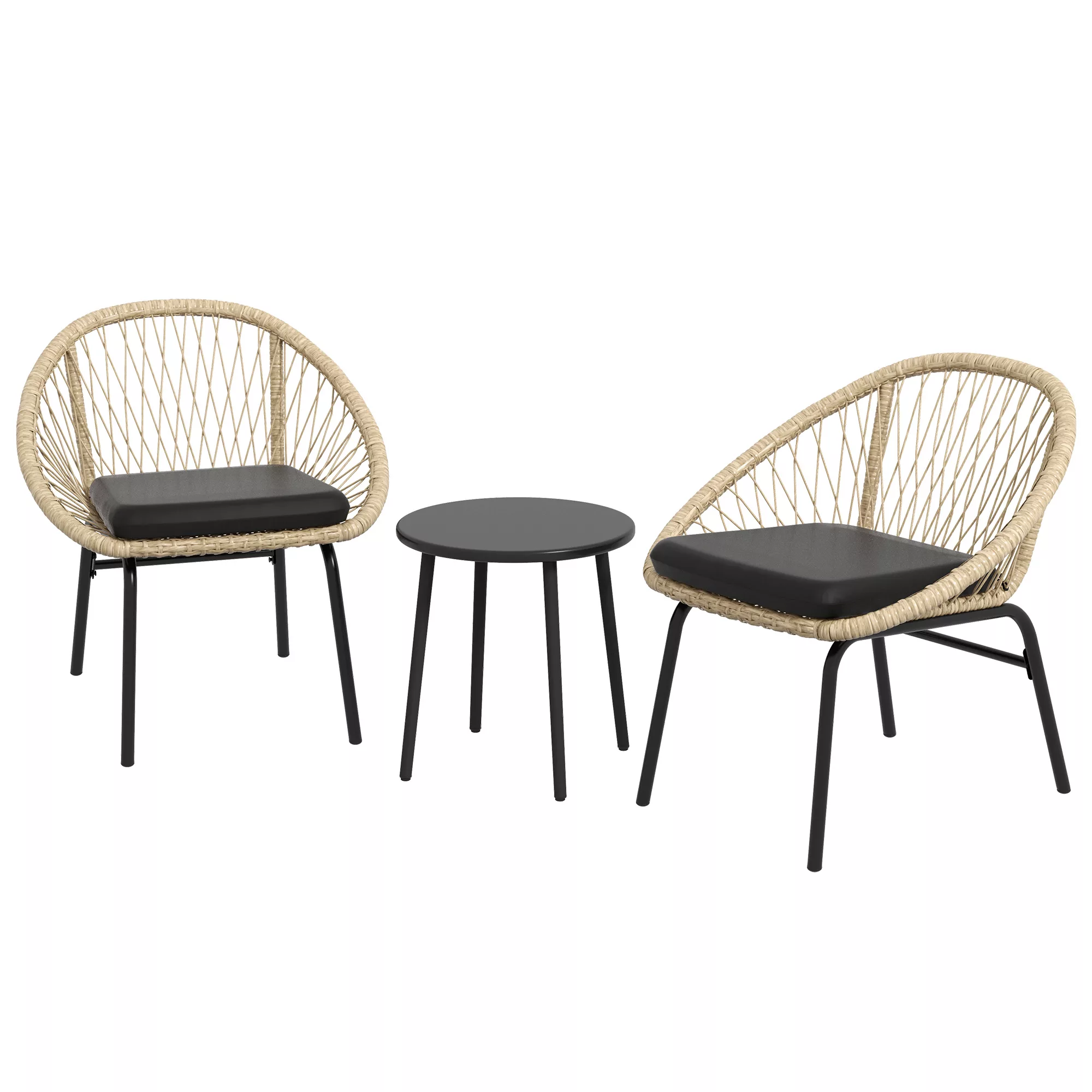 Outsunny 3-tlg. Rattan Gartenmöbel-Set, Balkonmöbel-Set mit Couchtisch & 2 günstig online kaufen