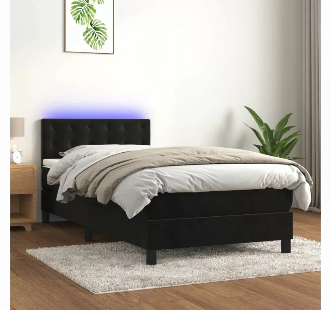 vidaXL Boxspringbett Bett Boxspringbett mit Matratze & LED Samt (90 x 200 c günstig online kaufen