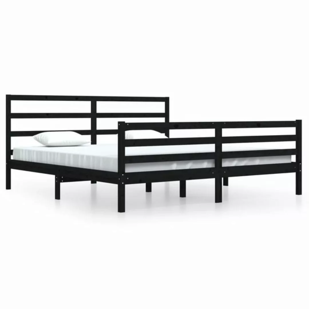 furnicato Bett Massivholzbett Schwarz Kiefer 200x200 cm günstig online kaufen