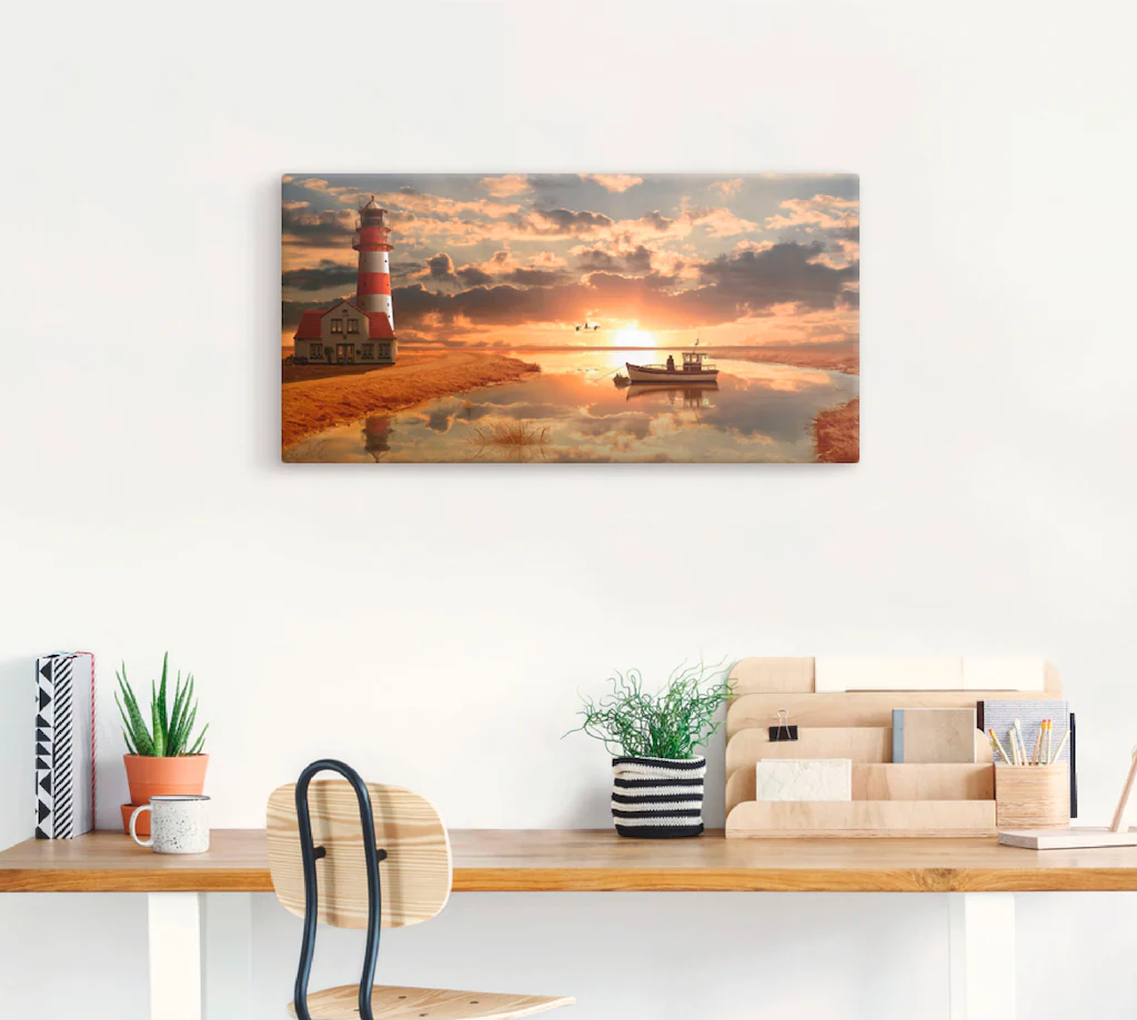 Artland Wandbild »Maritime Idylle beim Leuchtturm«, Gebäude, (1 St.), als L günstig online kaufen