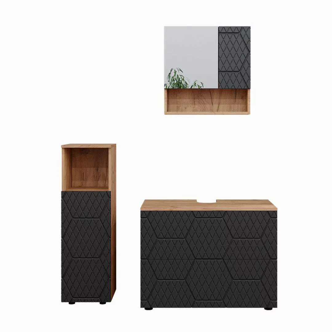 Vicco Badmöbel-Set Irma, Goldkraft Eiche/Anthrazit, 3 günstig online kaufen