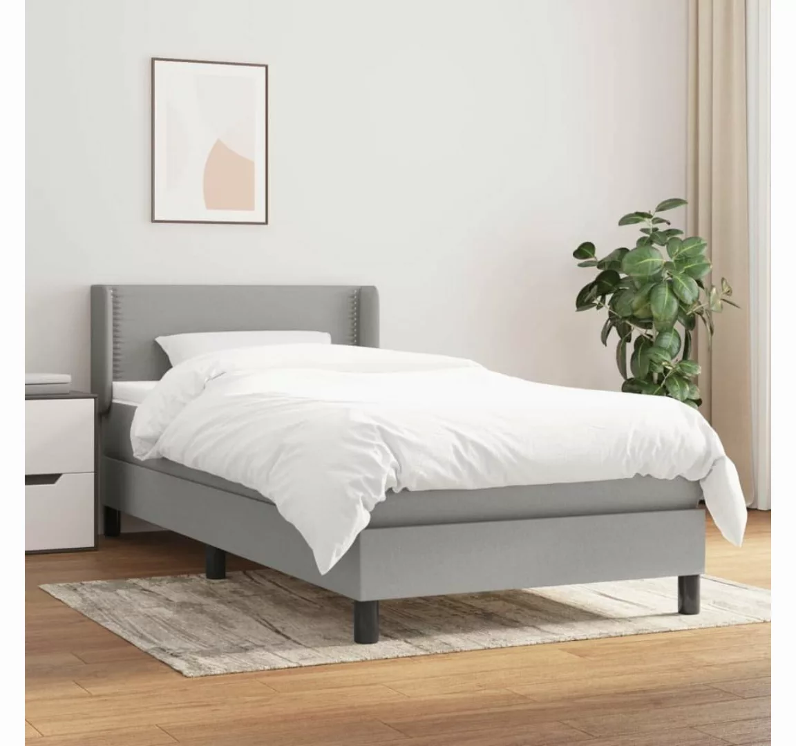 furnicato Bett Boxspringbett mit Matratze Hellgrau 80x200 cm Stoff günstig online kaufen