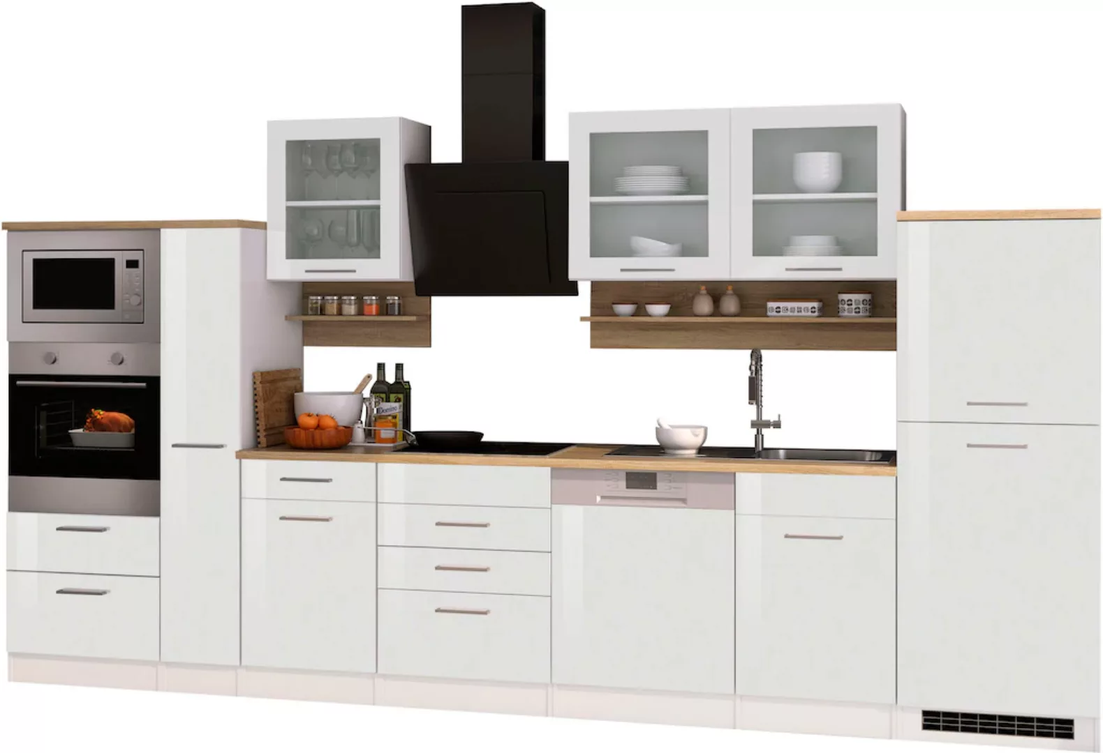HELD MÖBEL Küchenzeile "Mailand", Breite 370 cm, mit E-Geräten, MDF Fronten günstig online kaufen