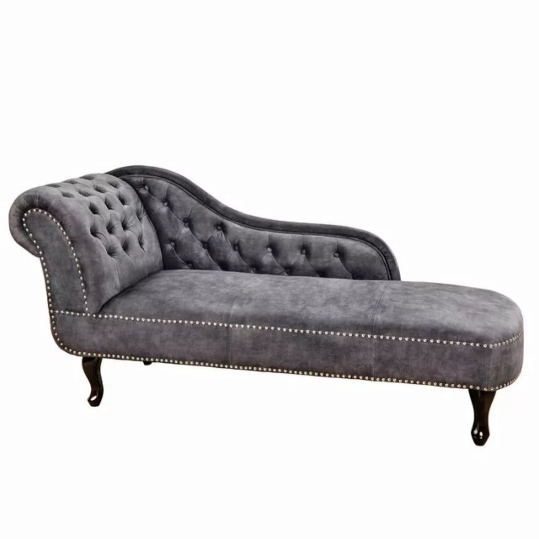 riess-ambiente Recamiere CHESTERFIELD 170cm grau / dunkelbraun, Einzelartik günstig online kaufen