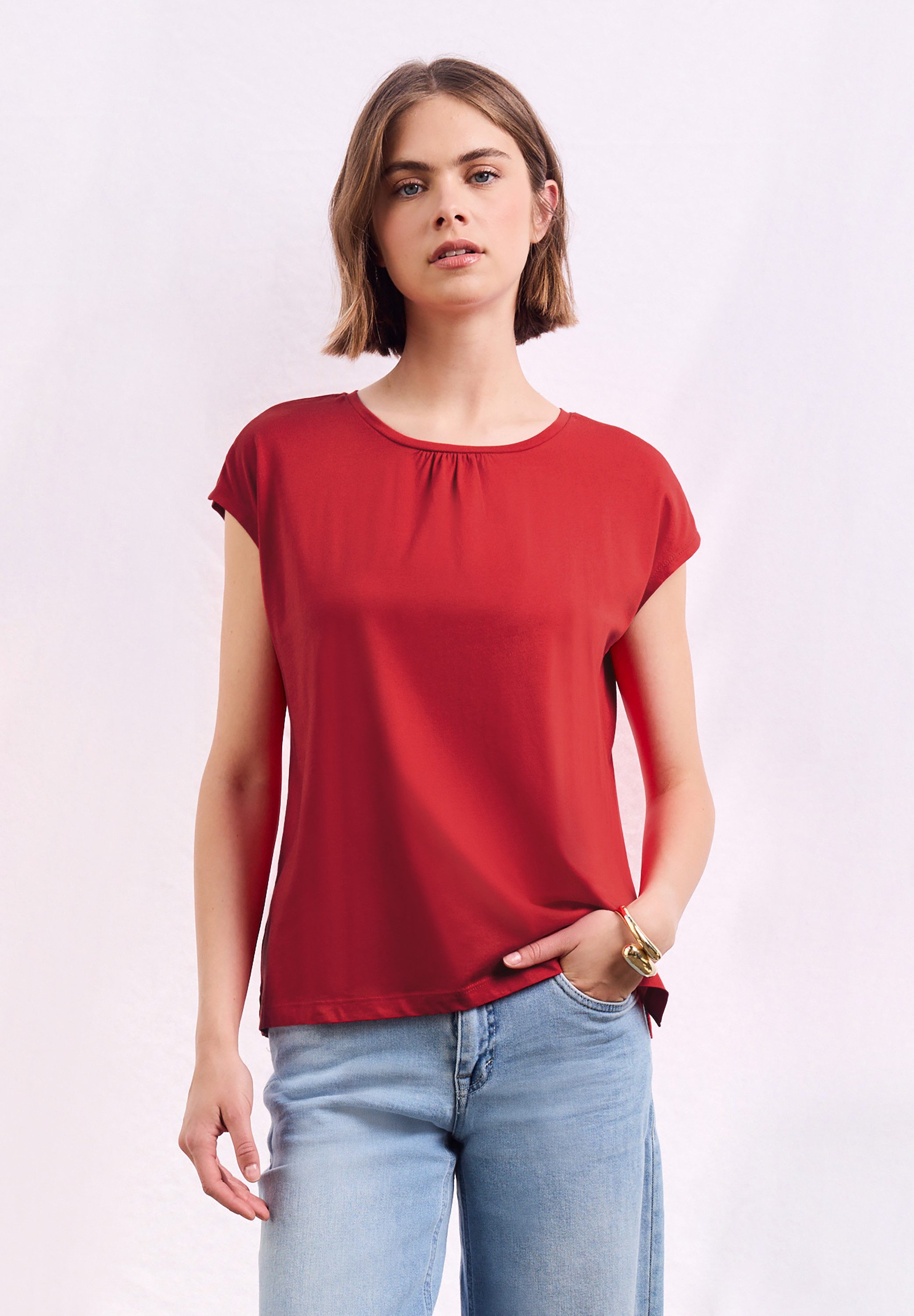 STREET ONE T-Shirt, aus elastischem Materialmix günstig online kaufen