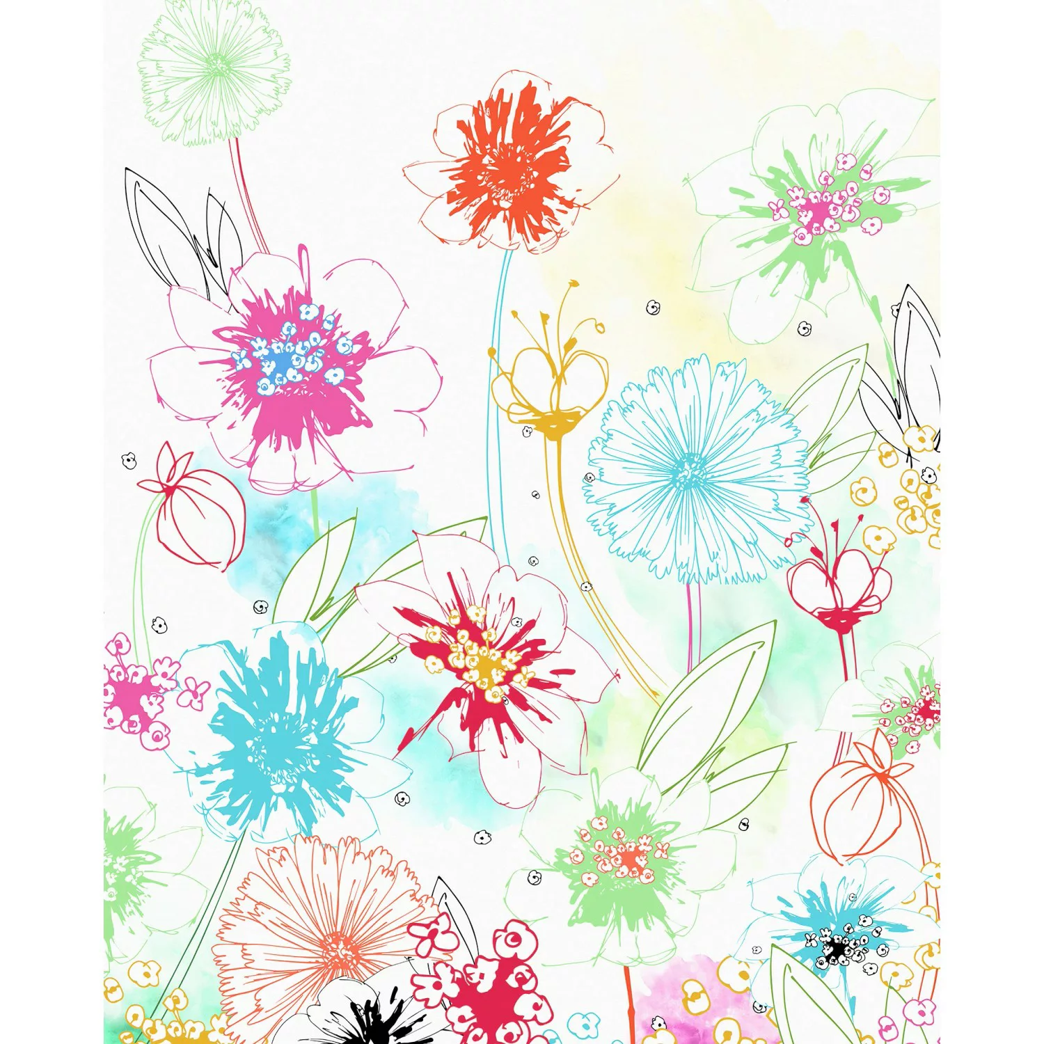 Komar Fototapete Joyful Blumen B/L: ca. 200x250 cm günstig online kaufen